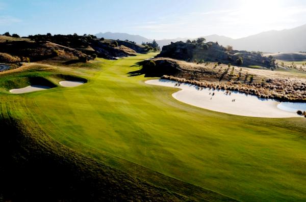 The stunning 17th hole at The Hills golf course, Queenstown.